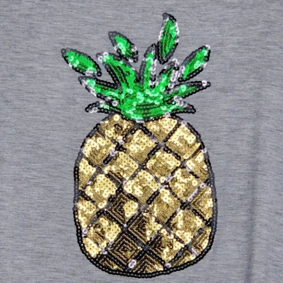 It's Our Time Girl's Gray Bling Pineapple Envelope Hem Top NEW Size L (10/12) - Picture 3 of 10
